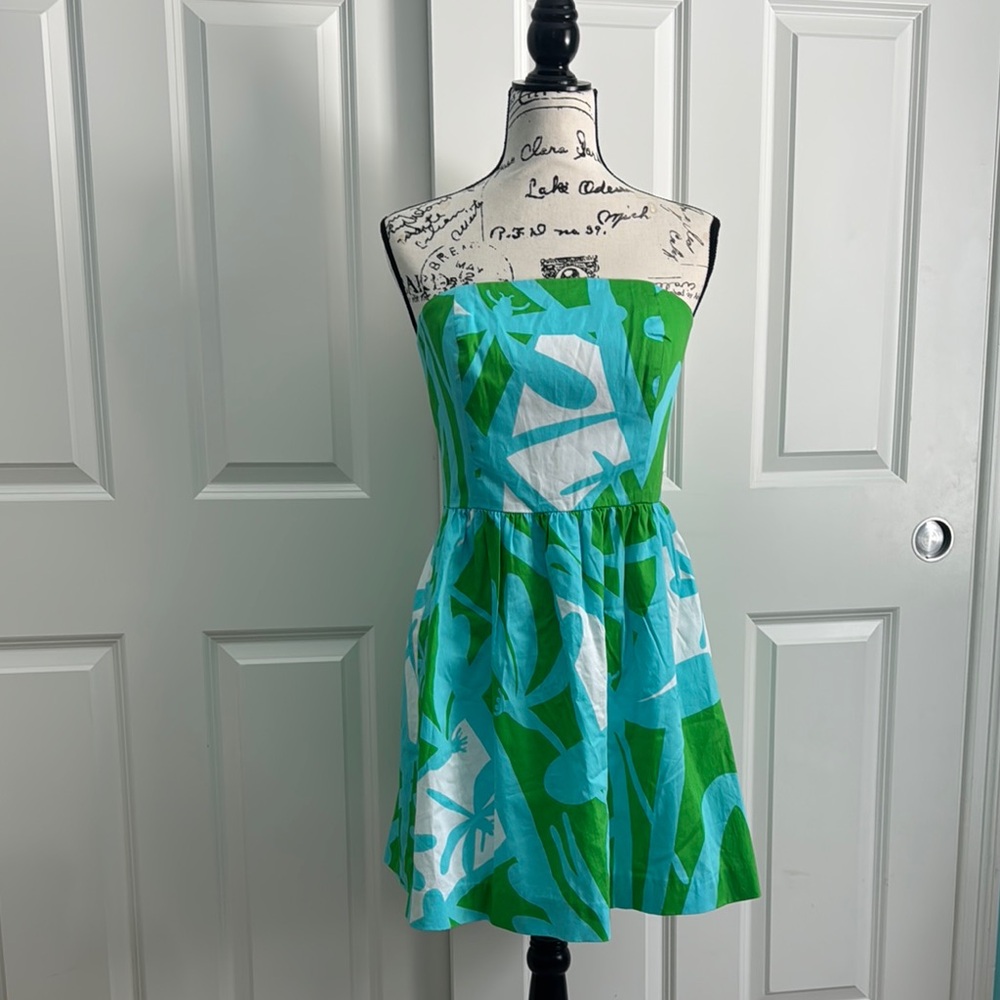 Lily Strapless Green and Blue Dress